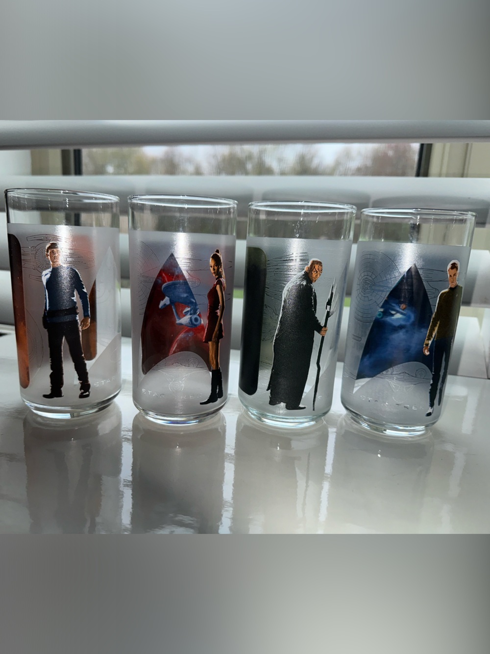 Set of 4 Star Trek Glasses 2008 Burger King Collectible Set